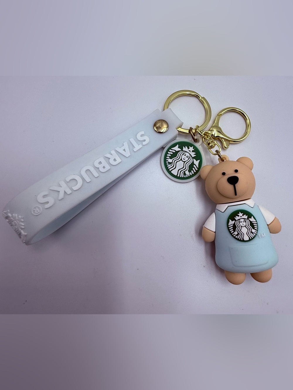 Starbucks Bearista Bear Keychain Light Blue Barista Apron Bag Charm